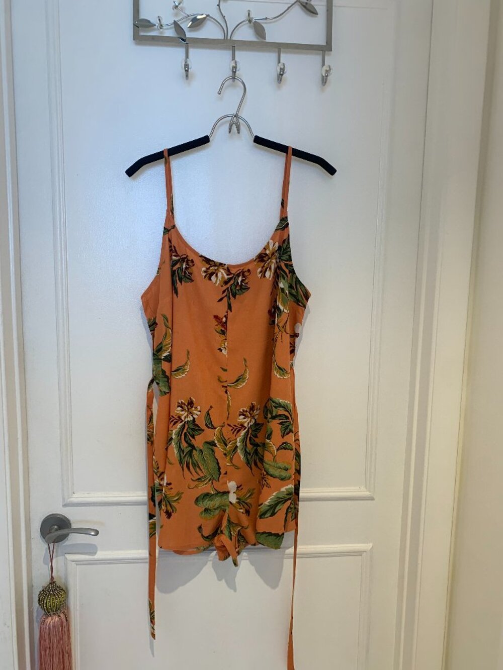 Derek Heart Tangerine Floral One Piece Romper Shorts Size L-New With Tags
